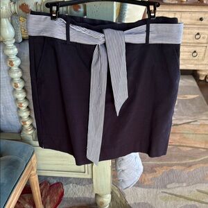 Navy Blue Skirt with Striped Belt